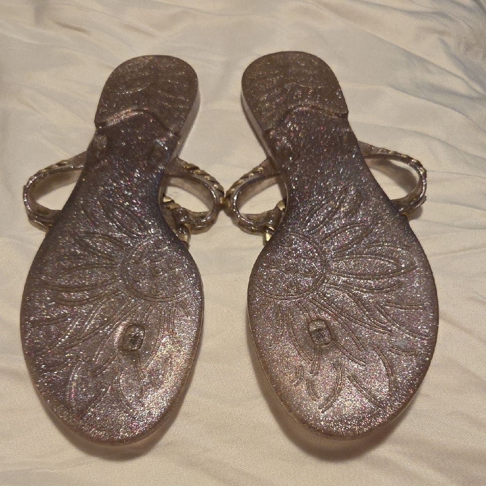 Jack Rogers Brown Gold Sandals with Elegant Medallion - Picture 2 of 7